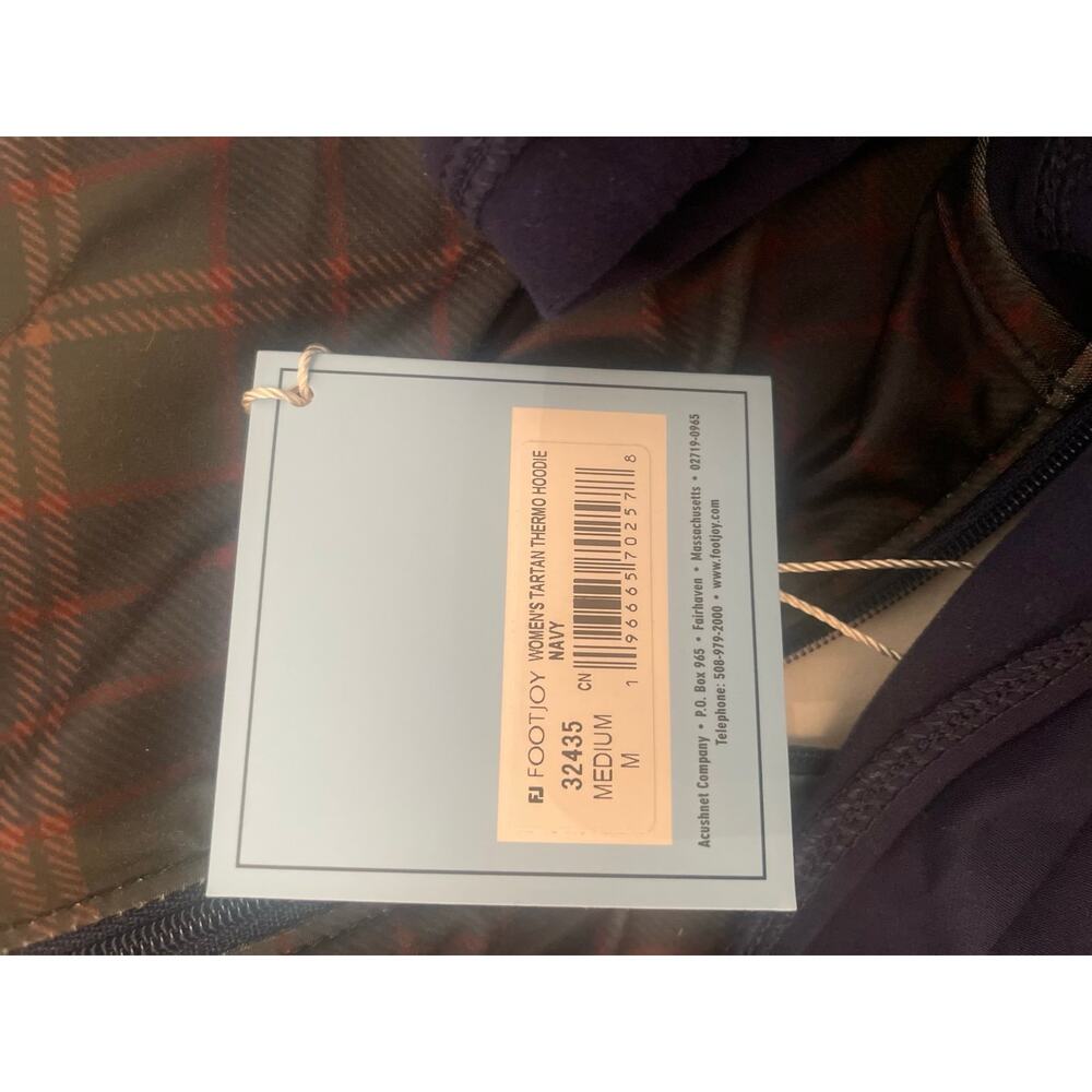 Pinehurst FootJoy Full Zip Hoodie Womens M Blue Green Tartan Plaid Thermo Golf - Picture 4 of 4